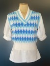 Lys blå/ hvit rutet golf vest  str 42 - 1970 tallet thumbnail