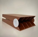 Sammenleggbart LP platestativ/ vinyl record rack i brun/ kobber farget hardplast - 1970 tallet thumbnail