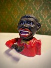 JOLLY NIGGER BANK sparebøsse i malt metall støypegods - John Harper & Co England thumbnail