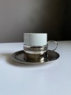 Espresso kaffekopper i porselen og forkrommet metall thumbnail