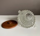 Isbøtte / ice bucket i klart glass med teak lokk - 1960 tallet. thumbnail