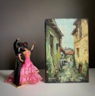 Kitsch dekor - MARIN CHICLANA Flamenco dukke og signert maleri 1970 tallet thumbnail