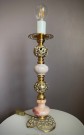Bordlampe i messing og rosa marmor - 1970 tallet thumbnail
