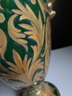 Art Deco Funkis antikk fajanse keramikkvase gul/ grønn Luster blyglasur - Robbia Guardo Tadino Italia 1930 tallet thumbnail