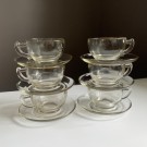 Te/ kaffeservice i klart Depression pressglass med gullkant - Jeannette Glass Company/ Corporation USA 1930/40 tallet thumbnail