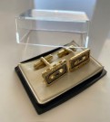 Mansjettknapper forgylt metall/ stål kassett i original eske 1980-tallet thumbnail