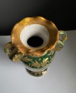 Art Deco Funkis antikk fajanse keramikkvase gul/ grønn Luster blyglasur - Robbia Guardo Tadino Italia 1930 tallet thumbnail