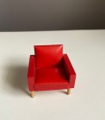 Lundby dukkehus møbler tilbehør 1:18 - Rød skinnstol/ fåtölj (5158) 1960 tallet thumbnail
