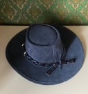 Crocodile Dundee Style Waratah hatt i sort semsket skinn med crocband/ krokodille bånd str 56 - Cutana design Australia thumbnail
