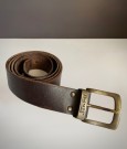  FRIDSTADS One size skinn/ lærbelte 9371 LTHR med antikk messingfarget metallspenne  thumbnail