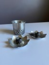 PERLETINN lysestake og beger - Oslo Metallvarefabrikk A.S Norge 1970 tallet thumbnail