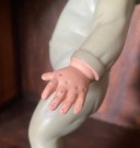 Vinyldukke Tomte-dukke med 3 ansikter i hel lys grønn dress Åsmund S. Lærdal Stavanger Norge Norway 1950/60-tallet thumbnail