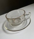 Te/ kaffeservice i klart Depression pressglass med gullkant - Jeannette Glass Company/ Corporation USA 1930/40 tallet thumbnail