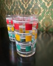 Drikkeglass vannglass fargerik geometrisk mønster 1960/70-tallet thumbnail