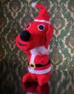 Juledekor kitschy rød plysj/ plush hund med nisselue - Japan 1960 tallet thumbnail