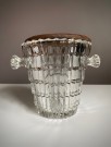 Isbøtte / ice bucket i klart glass med teak lokk - 1960 tallet. thumbnail