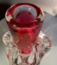 Bohemian vase i klart/ rosa transparent kunstglass - Josef Hospodka Chribska factory Czech Tsjekkia thumbnail