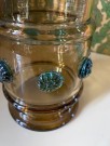 Antikk ølseidel/ krus/ mugge i håndlaget olivengrønt kunstglass og tinnlokk Tyskland thumbnail