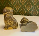 Hundefigurer i messing - Staffordshire spaniel dogs figurines thumbnail