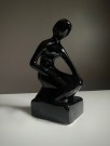 Silhuett abstrakt dame/ kvinne figur/ skulptur svart glasert steingods - 1980/ 90 tallet thumbnail