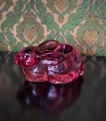 Telysholder kanin/hare rosa glassfigur thumbnail