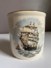 Porselens krus kaffekopp med maritimt seilskutemotiv - Stavangerflint Norway 1950 tallet thumbnail