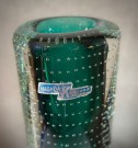 Stor etikett merket vase i grønt kunstglass K 671 - Eystein Sandnes Magnor Glassverk K-glass Norge 1950 tallet thumbnail