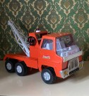 Sanson Junior stor orange kranbil modellbil i metall - Tonka Rico ESPANA Spain Spania 1970-tallet thumbnail