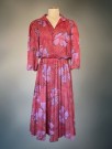 Bloch  design langermet mørke rød blomstret kjole str 42 - Danmark 1970 tallet thumbnail