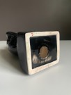 Silhuett abstrakt dame/ kvinne figur/ skulptur svart glasert steingods - 1980/ 90 tallet thumbnail