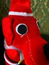 Juledekor kitschy rød plysj/ plush hund med nisselue - Japan 1960 tallet thumbnail