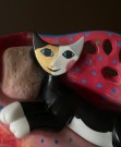 Rosina Wachtmeister Eine kleine nachtmusik Mozart figurin kattefigur spilledåse i håndmalt porselen Goebel Tyskland thumbnail