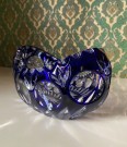 Koboltblå oval skål/ bolle i fasettslipt krystall - Crystal BOHEMIA Tsjekkia thumbnail