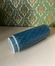 Eterna blågrønn vase med silkematt glasur og relieff geometrisk mønster Eterna Gunnar Nylund Rørstrand Sweden Sverige  thumbnail