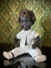 Antikk afro sovedukke med flirteøyne 134 - König & Wernicke Germany Tyskland 1930 tallet thumbnail