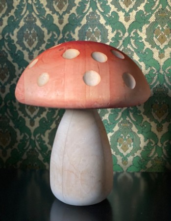 Stor fluesopp sopp håndskåret trefigur