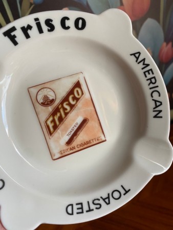 Reklame Frisco American Toasted Cigarettes askebeger skål i porslen PP Porsgrund Norge