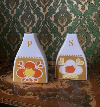 Safran salt & pepperbøsse kryddersett Rolf Frøyland Figgjo Flint Norway Norge 1970-tallet