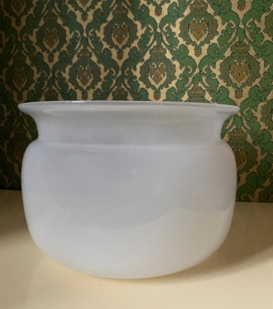 Oase stor skål/ bolle i opalin hvitt kunstglass Edla Freij Hadeland Glassverk Norge 1970-tallet