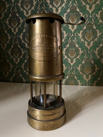 Davy Safetly gruvelampe parafinlampe lykt i messing British Coal Mining England