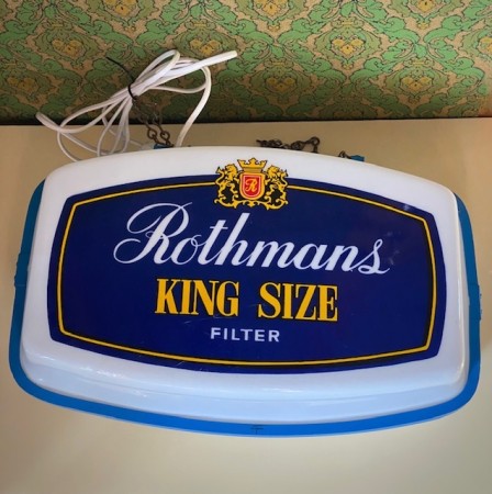 Lysskilt Reklame tobakk Rothmans King size filter 1960/ 70 tallet