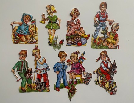 Glitterglans glansbilder barnemotiv Sverige 1970-tallet
