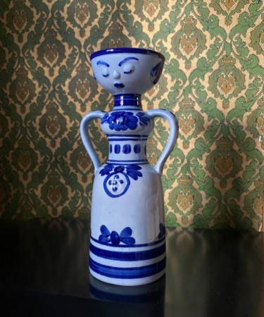 Figurvase håndlaget vase i glasert keramikk med Aksinia Danmark 1970-tallet