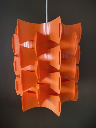 Taklampe lampependel pendant oransje plast geometrisk funkis design 1960/ 70 tallet