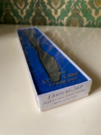 Konge-Tinn pewter kniv nr. 369 - Made in Norway Hardanger Sylvplett 1970 tallet