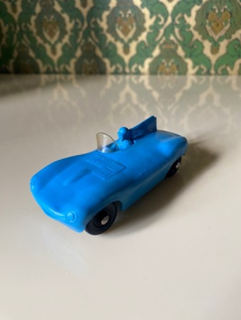 TOMTE bil Jaguar Le Mans blå modellbil vinylplast No. 750/ 6 - Lærdal Stavanger Norway 1960-tallet