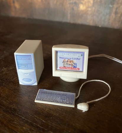 Lundby dukkehus tilbehør 1:18 PC datamaskin 2000-tallet