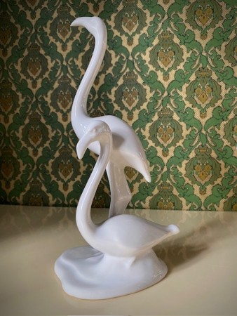 Flamingo fugl hvit figur/ skulptur i Art Deco stil Villeroy & Boch Septfontaines