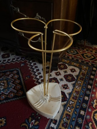 Paraplystativ malt støpejern jerngods forgylt aluminium 1950/60-tallet