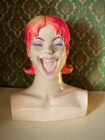 Pink Rosa Lady Lulu Mannequin hode torso utstillingsbyste dukke i kompositt plastmateriale